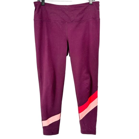 DSG Leggings Womens Large Maroon and Pink Colorblock Athletic Workout Gear - Picture 1 of 8